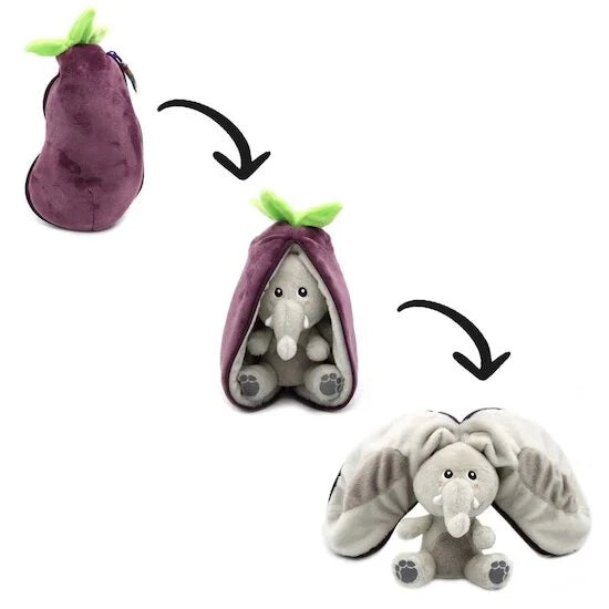 Flipetz Peluche 2 en 1 - Elephant & Aubergine