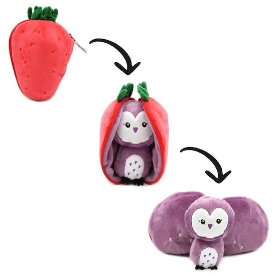 Flipetz Peluche 2 en 1 - Chouette & Fraise