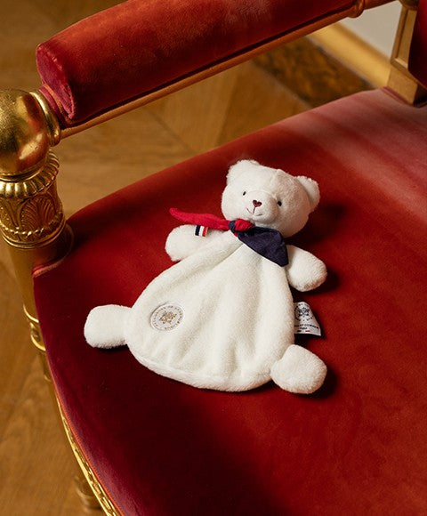 Doudou plat fabriqué en France - L'Ours Élysée - 22 cm